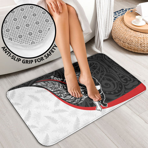 Personalised Aotearoa Lawn Bowls Bathroom Set Maori Warrior and Silver Fern Sporty Style