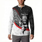 Personalised Aotearoa Lawn Bowls Button Sweatshirt Maori Warrior and Silver Fern Sporty Style
