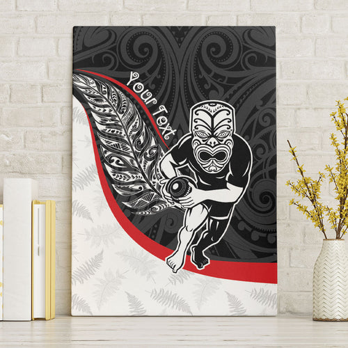 Personalised Aotearoa Lawn Bowls Canvas Wall Art Maori Warrior and Silver Fern Sporty Style