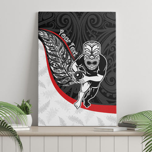 Personalised Aotearoa Lawn Bowls Canvas Wall Art Maori Warrior and Silver Fern Sporty Style