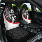 Personalised Aotearoa Lawn Bowls Car Seat Cover Maori Warrior and Silver Fern Sporty Style