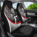 Personalised Aotearoa Lawn Bowls Car Seat Cover Maori Warrior and Silver Fern Sporty Style