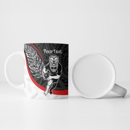 Personalised Aotearoa Lawn Bowls Ceramic Mug Maori Warrior and Silver Fern Sporty Style