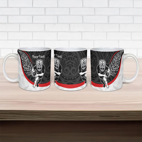 Personalised Aotearoa Lawn Bowls Ceramic Mug Maori Warrior and Silver Fern Sporty Style