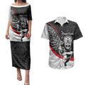 Personalised Aotearoa Lawn Bowls Couples Matching Puletasi and Hawaiian Shirt Maori Warrior and Silver Fern Sporty Style