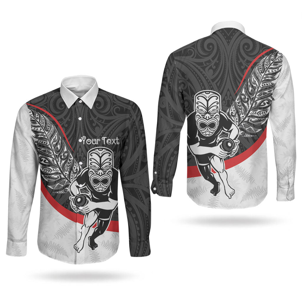 Personalised Aotearoa Lawn Bowls Couples Matching Short Sleeve Bodycon Dress and Long Sleeve Button Shirt Maori Warrior and Silver Fern Sporty Style