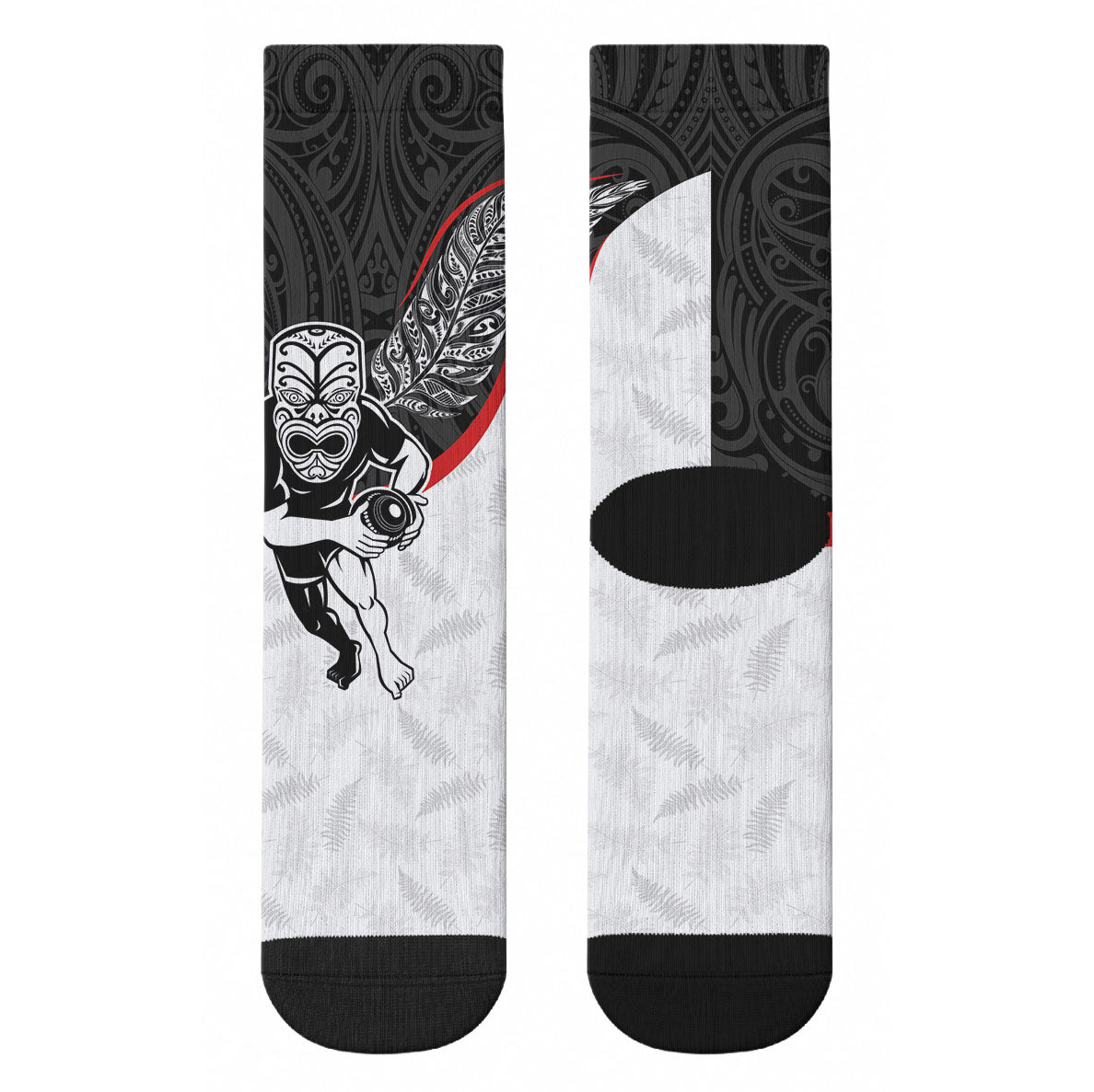 Aotearoa Lawn Bowls Crew Socks Maori Warrior and Silver Fern Sporty Style
