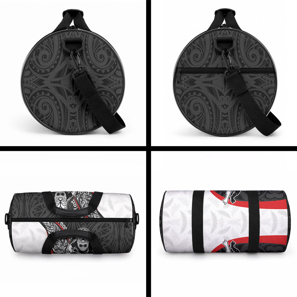 Personalised Aotearoa Lawn Bowls Duffle Bag Maori Warrior and Silver Fern Sporty Style