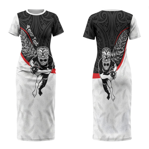 Personalised Aotearoa Lawn Bowls Family Matching Short Sleeve Bodycon Dress and Hawaiian Shirt Maori Warrior and Silver Fern Sporty Style