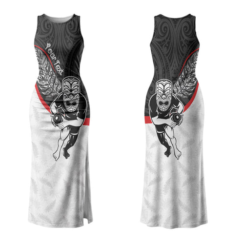 Personalised Aotearoa Lawn Bowls Family Matching Tank Maxi Dress and Hawaiian Shirt Maori Warrior and Silver Fern Sporty Style
