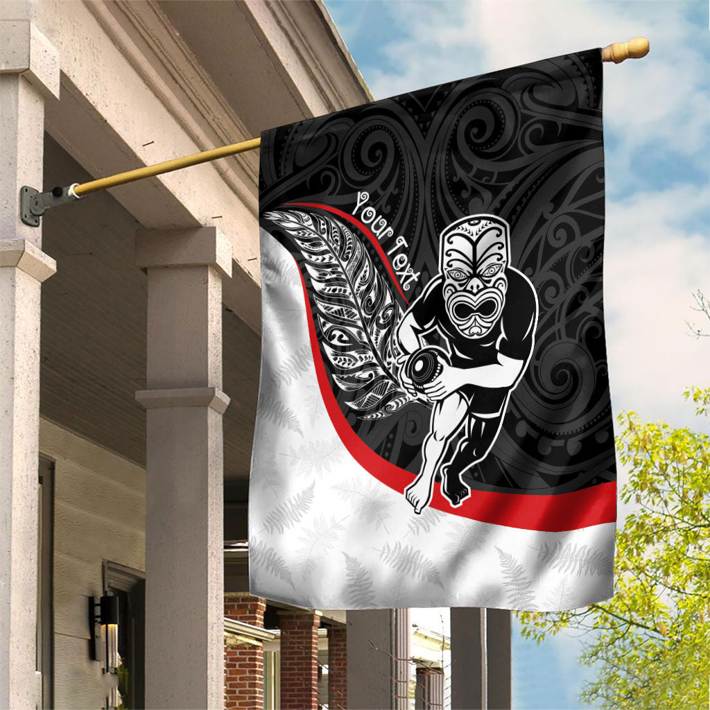 Personalised Aotearoa Lawn Bowls Garden Flag Maori Warrior and Silver Fern Sporty Style