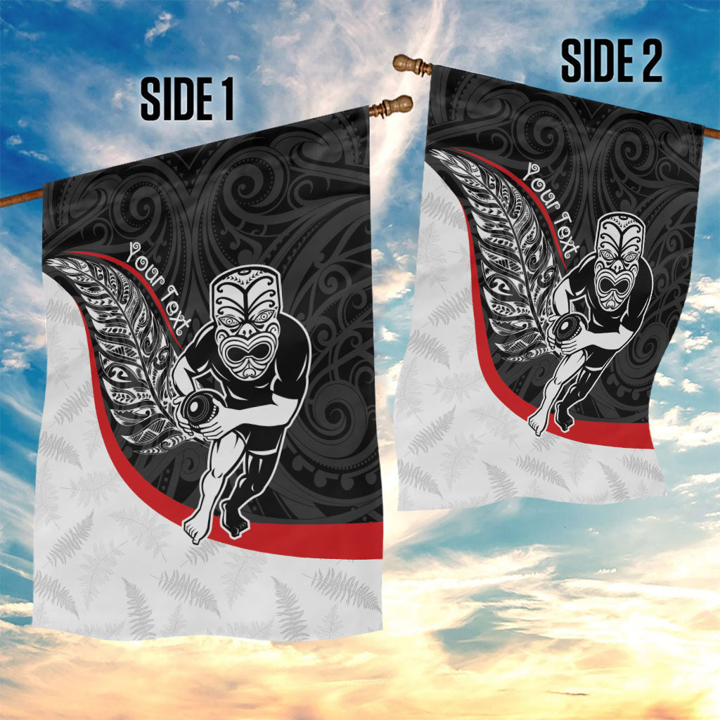 Personalised Aotearoa Lawn Bowls Garden Flag Maori Warrior and Silver Fern Sporty Style