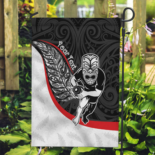 Personalised Aotearoa Lawn Bowls Garden Flag Maori Warrior and Silver Fern Sporty Style