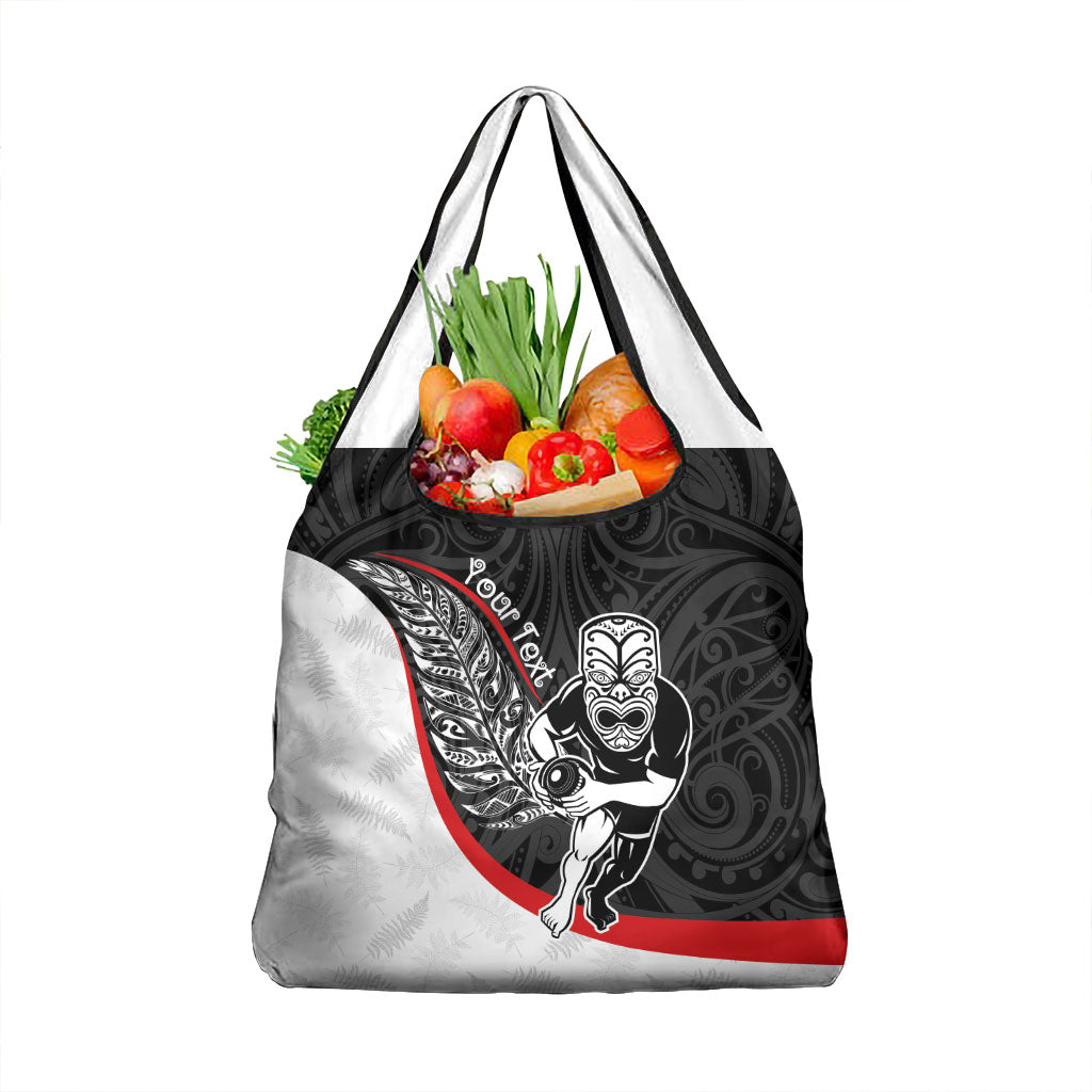 Personalised Aotearoa Lawn Bowls Grocery Bag Maori Warrior and Silver Fern Sporty Style