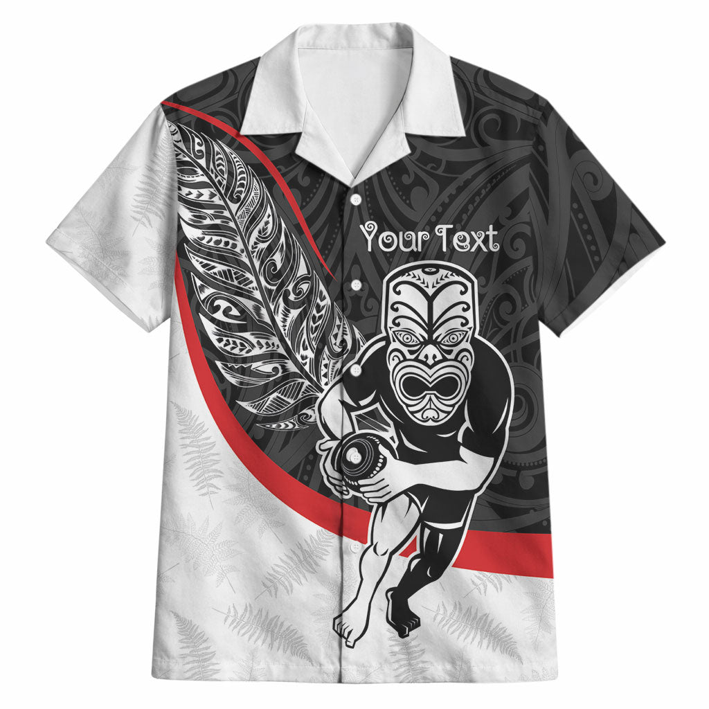 Personalised Aotearoa Lawn Bowls Hawaiian Shirt Maori Warrior and Silver Fern Sporty Style