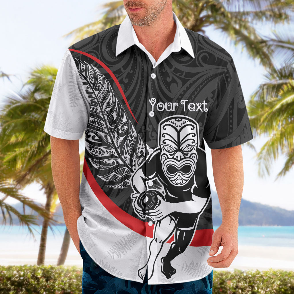 Personalised Aotearoa Lawn Bowls Hawaiian Shirt Maori Warrior and Silver Fern Sporty Style