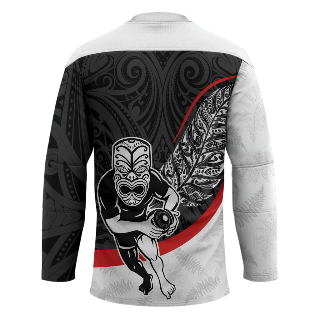 Personalised Aotearoa Lawn Bowls Hockey Jersey Maori Warrior and Silver Fern Sporty Style
