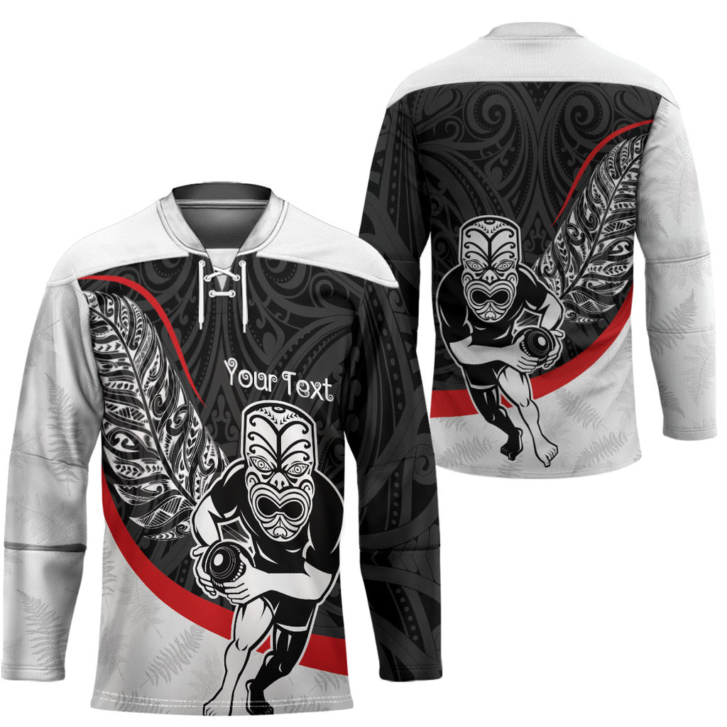 Personalised Aotearoa Lawn Bowls Hockey Jersey Maori Warrior and Silver Fern Sporty Style