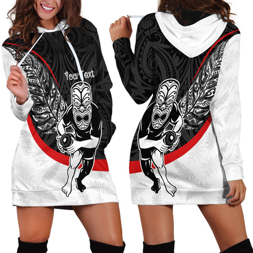 Personalised Aotearoa Lawn Bowls Hoodie Dress Maori Warrior and Silver Fern Sporty Style