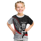 Personalised Aotearoa Lawn Bowls Kid T Shirt Maori Warrior and Silver Fern Sporty Style
