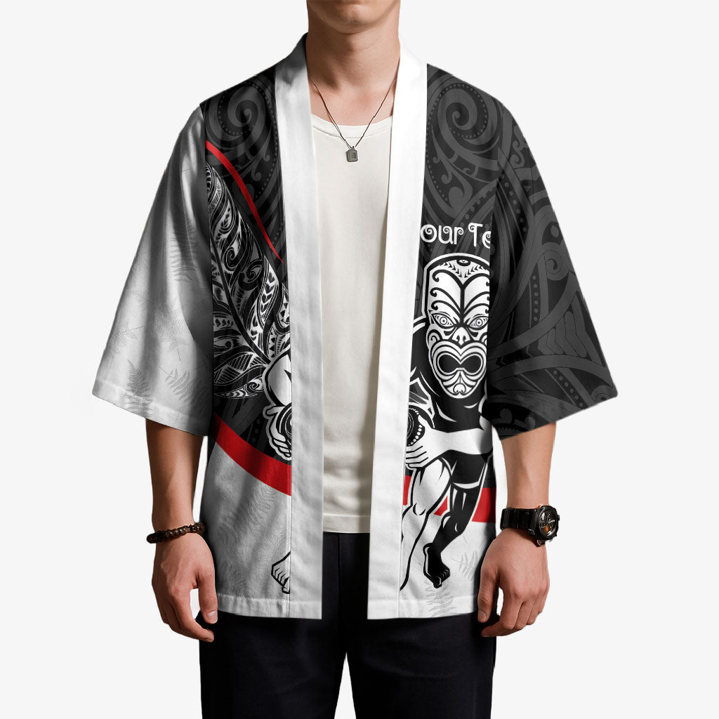 Personalised Aotearoa Lawn Bowls Kimono Maori Warrior and Silver Fern Sporty Style