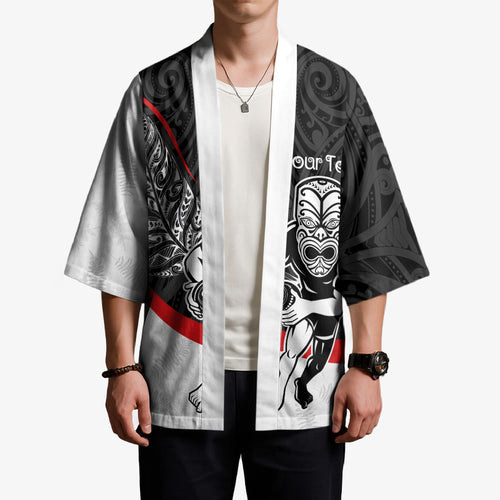 Personalised Aotearoa Lawn Bowls Kimono Maori Warrior and Silver Fern Sporty Style