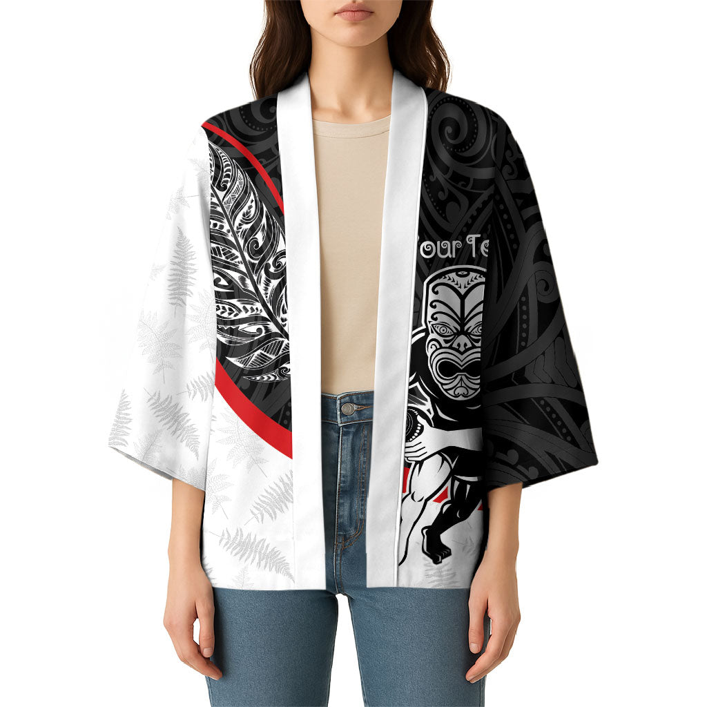 Personalised Aotearoa Lawn Bowls Kimono Maori Warrior and Silver Fern Sporty Style