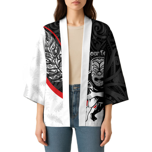 Personalised Aotearoa Lawn Bowls Kimono Maori Warrior and Silver Fern Sporty Style
