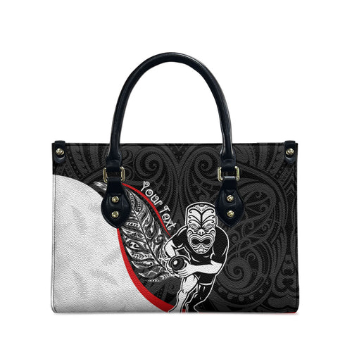 Personalised Aotearoa Lawn Bowls Leather Bag Maori Warrior and Silver Fern Sporty Style