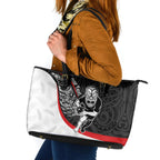 Personalised Aotearoa Lawn Bowls Leather Tote Bag Maori Warrior and Silver Fern Sporty Style