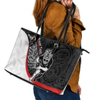 Personalised Aotearoa Lawn Bowls Leather Tote Bag Maori Warrior and Silver Fern Sporty Style