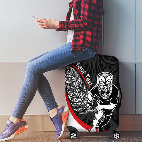 Personalised Aotearoa Lawn Bowls Luggage Cover Maori Warrior and Silver Fern Sporty Style
