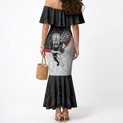 Personalised Aotearoa Lawn Bowls Mermaid Dress Maori Warrior and Silver Fern Sporty Style