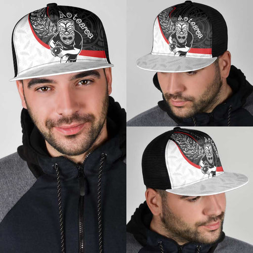 Aotearoa Lawn Bowls Mesh Trucker Cap Maori Warrior and Silver Fern Sporty Style