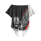 Personalised Aotearoa Lawn Bowls Off Shoulder Wrap Waist Top Maori Warrior and Silver Fern Sporty Style