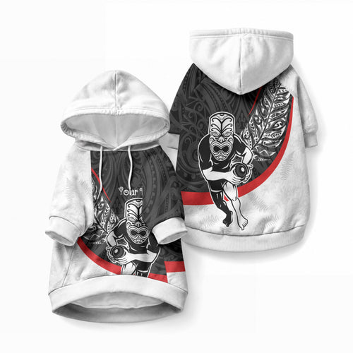 Personalised Aotearoa Lawn Bowls Pet Hoodie Maori Warrior and Silver Fern Sporty Style