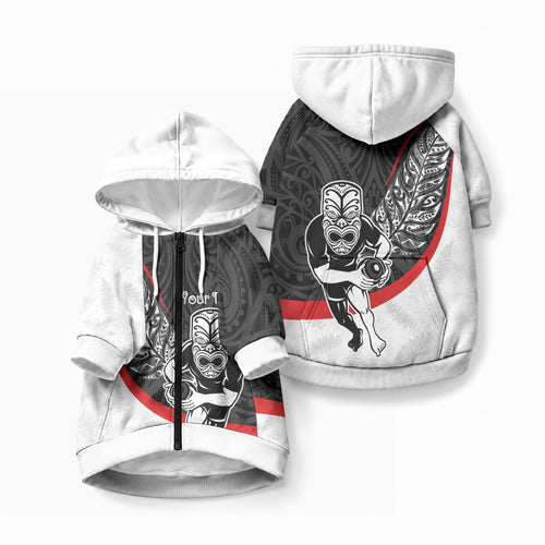 Personalised Aotearoa Lawn Bowls Pet Hoodie Maori Warrior and Silver Fern Sporty Style