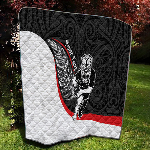 Personalised Aotearoa Lawn Bowls Quilt Maori Warrior and Silver Fern Sporty Style
