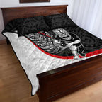 Personalised Aotearoa Lawn Bowls Quilt Bed Set Maori Warrior and Silver Fern Sporty Style