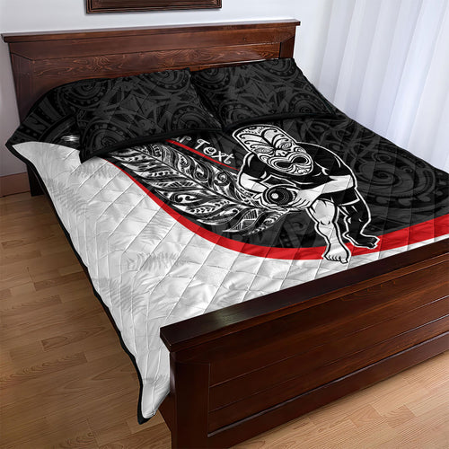 Personalised Aotearoa Lawn Bowls Quilt Bed Set Maori Warrior and Silver Fern Sporty Style