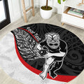 Personalised Aotearoa Lawn Bowls Round Carpet Maori Warrior and Silver Fern Sporty Style
