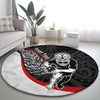 Personalised Aotearoa Lawn Bowls Round Carpet Maori Warrior and Silver Fern Sporty Style