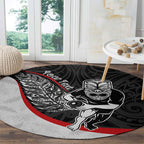Personalised Aotearoa Lawn Bowls Round Carpet Maori Warrior and Silver Fern Sporty Style