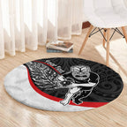Personalised Aotearoa Lawn Bowls Round Carpet Maori Warrior and Silver Fern Sporty Style