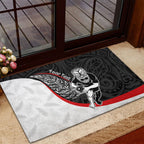 Personalised Aotearoa Lawn Bowls Rubber Doormat Maori Warrior and Silver Fern Sporty Style