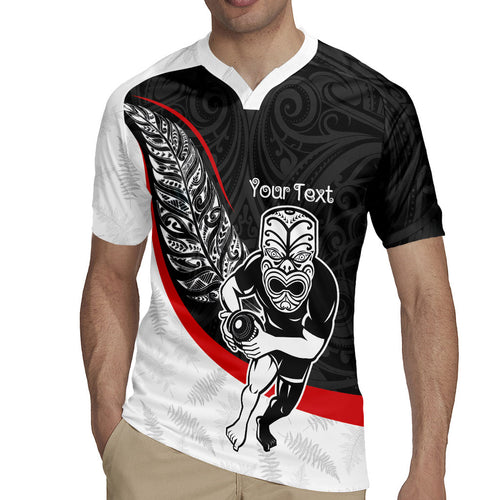 Personalised Aotearoa Lawn Bowls Rugby Jersey Maori Warrior and Silver Fern Sporty Style