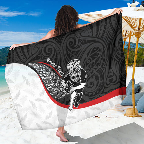 Personalised Aotearoa Lawn Bowls Sarong Maori Warrior and Silver Fern Sporty Style