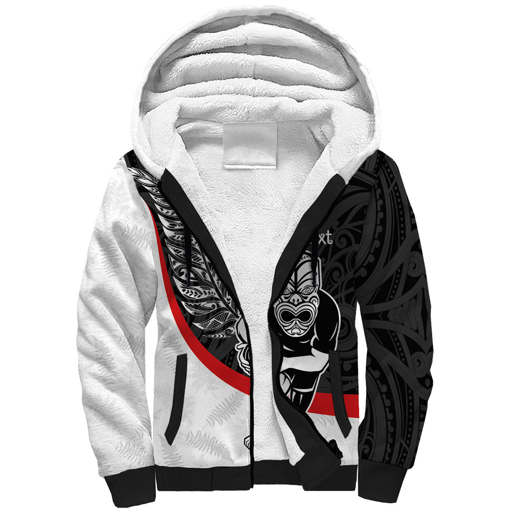 Personalised Aotearoa Lawn Bowls Sherpa Hoodie Maori Warrior and Silver Fern Sporty Style