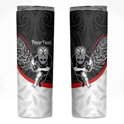Personalised Aotearoa Lawn Bowls Skinny Tumbler Maori Warrior and Silver Fern Sporty Style
