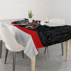 Personalised Aotearoa Lawn Bowls Tablecloth Maori Warrior and Silver Fern Sporty Style